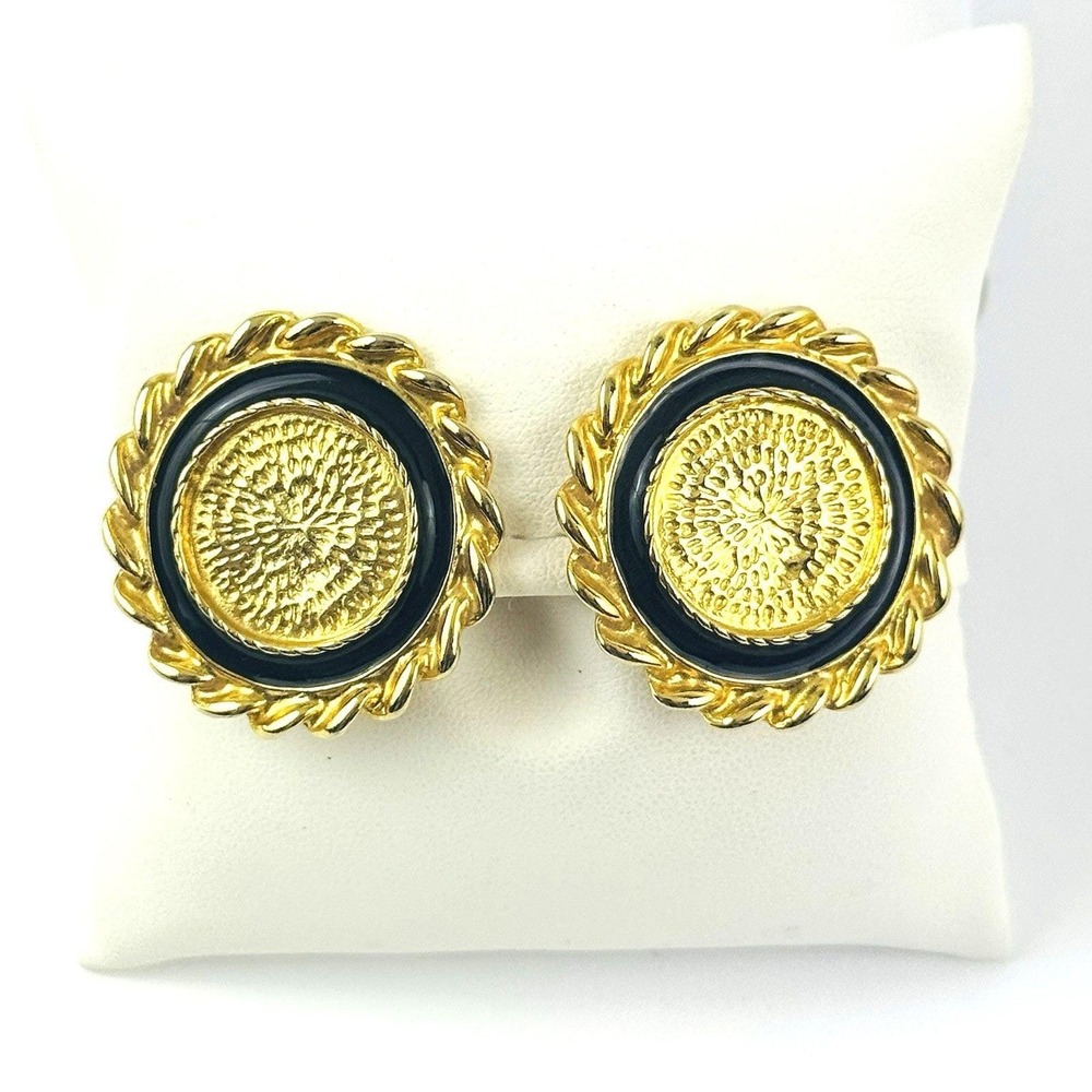 Vintage 80s Park Lane Gold Tone Clip-on Earrings Glam‎ Rich Girl Country Club